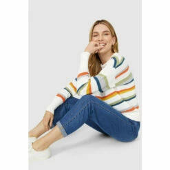 Mantaray Textured Soft Stripe Crew Neck Jumper For Female -Cheap Mantaray Store unnamed file 4833