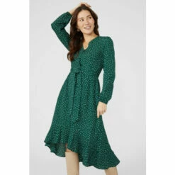 Mantaray Spot Print V Neck Button Through Dress For Female -Cheap Mantaray Store unnamed file 4847