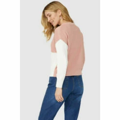 Mantaray Patchwork Cable Cotton Crew Neck Jumper For Female -Cheap Mantaray Store unnamed file 4870