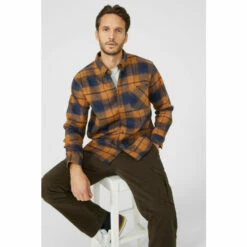 Mantaray Orange Brushed Check Overshirt For Male -Cheap Mantaray Store unnamed file 4891