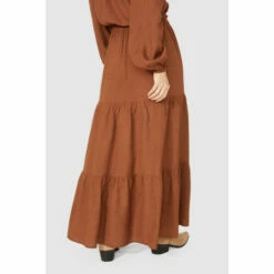 Mantaray Tiered Linen Mix Maxi Skirt For Female -Cheap Mantaray Store unnamed file 4924