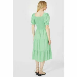 Mantaray Puff Sleeve Linen Mix Scoop Neck Dress For Female -Cheap Mantaray Store unnamed file 4931