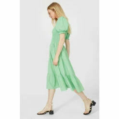 Mantaray Puff Sleeve Linen Mix Scoop Neck Dress For Female -Cheap Mantaray Store unnamed file 4932