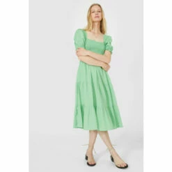 Mantaray Puff Sleeve Linen Mix Scoop Neck Dress For Female -Cheap Mantaray Store unnamed file 4933