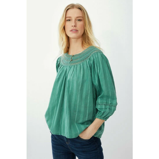 Mantaray Lace Neck Trim Dobby Top For Female 7 Mantaray Lace Neck Trim Dobby Top For Female - Image 7