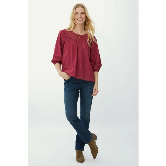 Mantaray Lace Neck Trim Dobby Top For Female 2 Mantaray Lace Neck Trim Dobby Top For Female - Image 2