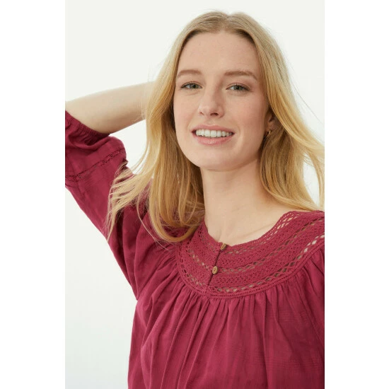 Mantaray Lace Neck Trim Dobby Top For Female 3 Mantaray Lace Neck Trim Dobby Top For Female - Image 3