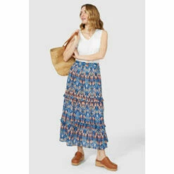 Mantaray Ikat Print Tiered Maxi Skirt For Female -Cheap Mantaray Store unnamed file 4989