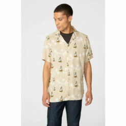 Mantaray Sailboat Print Revere Collar Shirt For Male