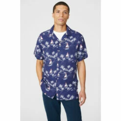 Mantaray Sailboat Print Revere Collar Shirt For Male -Cheap Mantaray Store unnamed file 4996