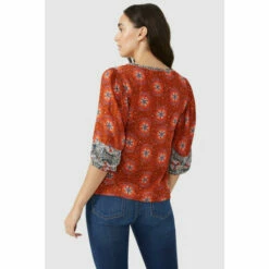 Mantaray Circle Floral Mix & Match Print Lace Trim Top For Female -Cheap Mantaray Store unnamed file 5000