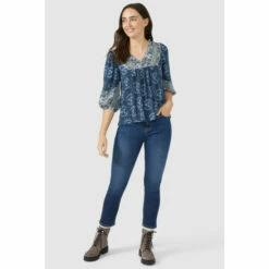 Mantaray Circle Floral Mix & Match Print Lace Trim Top For Female -Cheap Mantaray Store unnamed file 5004