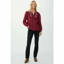 Mantaray Longsleeve Embroidered Placket Swiss Dot Top For Female -Cheap Mantaray Store unnamed file 5024