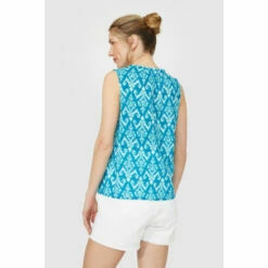 Mantaray Sleeveless Diamond Woodblock Ruffle Neck Top For Female -Cheap Mantaray Store unnamed file 5030