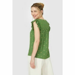 Mantaray Frill Sleeve Metallic Spot Button Through Top For Female -Cheap Mantaray Store unnamed file 5041