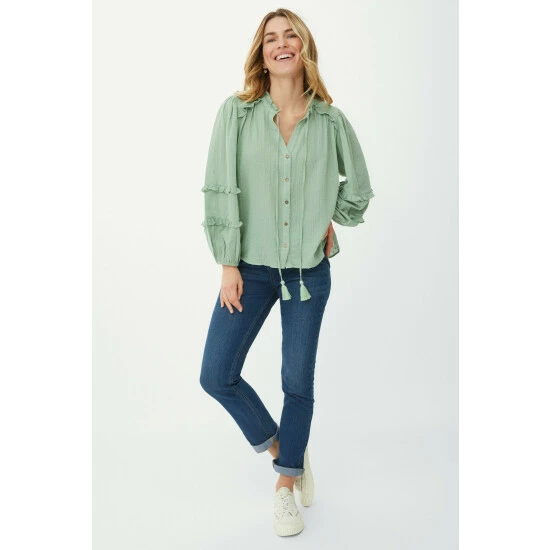 Mantaray Frill Trim Moss Dot Top For Female 2 Mantaray Frill Trim Moss Dot Top For Female - Image 2