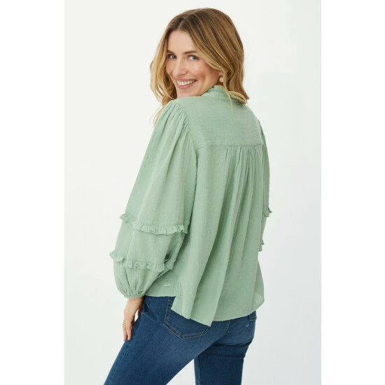 Mantaray Frill Trim Moss Dot Top For Female 4 Mantaray Frill Trim Moss Dot Top For Female - Image 4