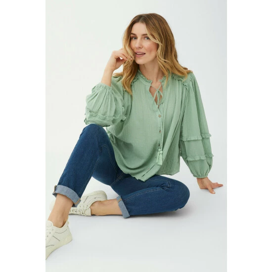 Mantaray Frill Trim Moss Dot Top For Female 5 Mantaray Frill Trim Moss Dot Top For Female - Image 5