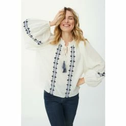 Mantaray Longsleeve Embroidered Detail Tie Neck Top For Female -Cheap Mantaray Store unnamed file 5059