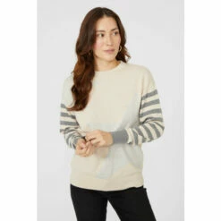 Mantaray Stripe Sleeve Star Intarsia Cotton Jumper For Female -Cheap Mantaray Store unnamed file 506