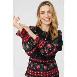 Mantaray Floral Border Peplum Blouse For Female