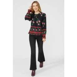 Mantaray Floral Border Peplum Blouse For Female -Cheap Mantaray Store unnamed file 5076