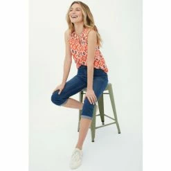 Mantaray Sleeveless Diamond Ikat Print Ruffle Neck Top For Female -Cheap Mantaray Store unnamed file 5126