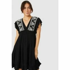 Mantaray Aztec Embroidered Shoulder Crepe Dress For Female -Cheap Mantaray Store unnamed file 5133