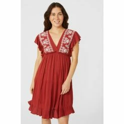 Mantaray Aztec Embroidered Shoulder Crepe Dress For Female -Cheap Mantaray Store unnamed file 5134