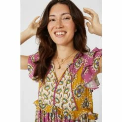 Mantaray Frill Sleeve Patchwork Print Dress For Female -Cheap Mantaray Store unnamed file 5161