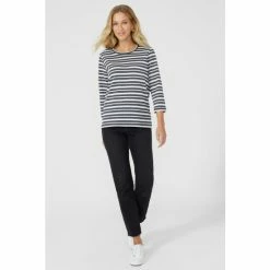 Mantaray Textured Stripe Turn Back Cuff Tee For Female -Cheap Mantaray Store unnamed file 5239