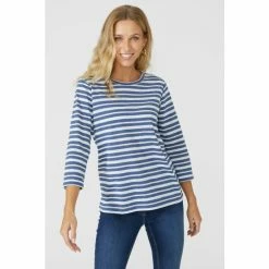 Mantaray Textured Stripe Turn Back Cuff Tee For Female -Cheap Mantaray Store unnamed file 5240