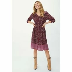 Mantaray Leafy Floral Border Print Midi Dress For Female