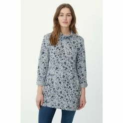 Mantaray Bird & Leaf Print Cowl Neck Swing Tunic Dress For Female -Cheap Mantaray Store unnamed file 5263