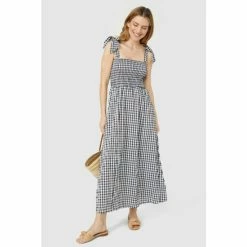 Mantaray Sleeveless Shirred Bodice Gingham Dress For Female -Cheap Mantaray Store unnamed file 5275