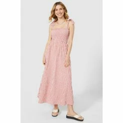 Mantaray Sleeveless Shirred Bodice Gingham Dress For Female -Cheap Mantaray Store unnamed file 5278