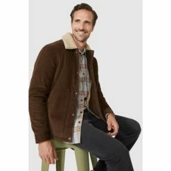 Mantaray Borg Lined Cord Trucker Jacket For Male