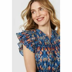 Mantaray Sleeveless Ikat Print Frill Trim Maxi Dress For Female -Cheap Mantaray Store unnamed file 5310