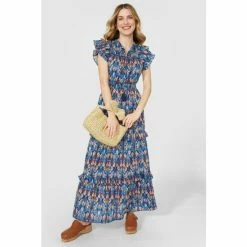 Mantaray Sleeveless Ikat Print Frill Trim Maxi Dress For Female -Cheap Mantaray Store unnamed file 5312