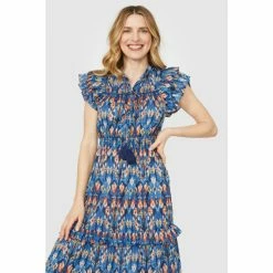 Mantaray Sleeveless Ikat Print Frill Trim Maxi Dress For Female -Cheap Mantaray Store unnamed file 5313