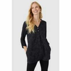 Mantaray Roll Sleeve Tonal Bird Print Tunic For Female -Cheap Mantaray Store unnamed file 5343