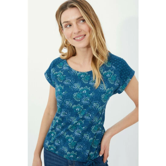 Mantaray Raglan Sleeve Leopard Floral Slub Tie Hem Top For Female 2 Mantaray Raglan Sleeve Leopard Floral Slub Tie Hem Top For Female - Image 2