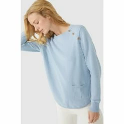 Mantaray Button Neck Curved Hem Cotton Jumper For Female -Cheap Mantaray Store unnamed file 5415