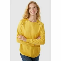 Mantaray Button Neck Curved Hem Cotton Jumper For Female -Cheap Mantaray Store unnamed file 5417
