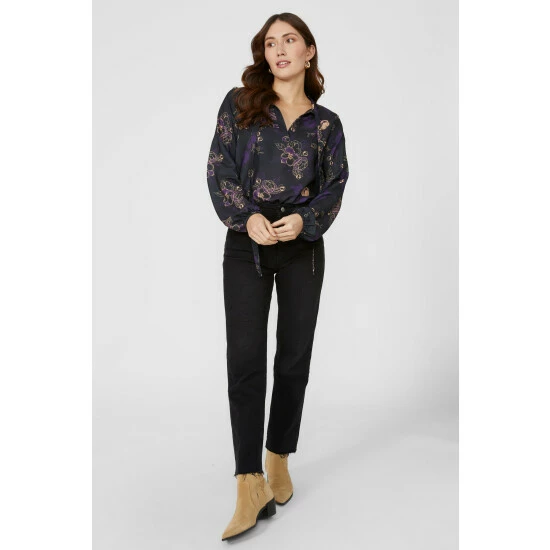 Mantaray Large Floral Printed Tie Neck Blouse For Female 2 Mantaray Large Floral Printed Tie Neck Blouse For Female - Image 2