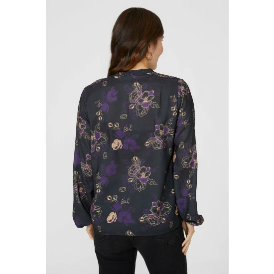 Mantaray Large Floral Printed Tie Neck Blouse For Female 4 Mantaray Large Floral Printed Tie Neck Blouse For Female - Image 4