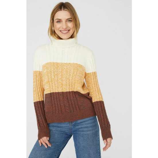 Mantaray Ombre Tweed Cotton Turtle Neck Jumper For Female 2 Mantaray Ombre Tweed Cotton Turtle Neck Jumper For Female - Image 2