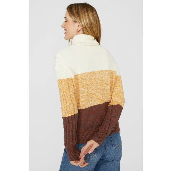 Mantaray Ombre Tweed Cotton Turtle Neck Jumper For Female 4 Mantaray Ombre Tweed Cotton Turtle Neck Jumper For Female - Image 4