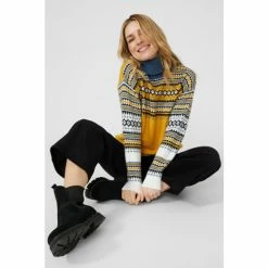 Mantaray Fair Isle Sleeve & Yoke Roll Neck Jumper For Female -Cheap Mantaray Store unnamed file 5456
