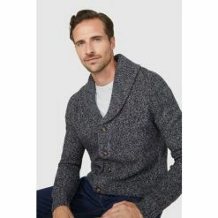 Mantaray Tuck Stitch Shawl Collar Cardigan For Male